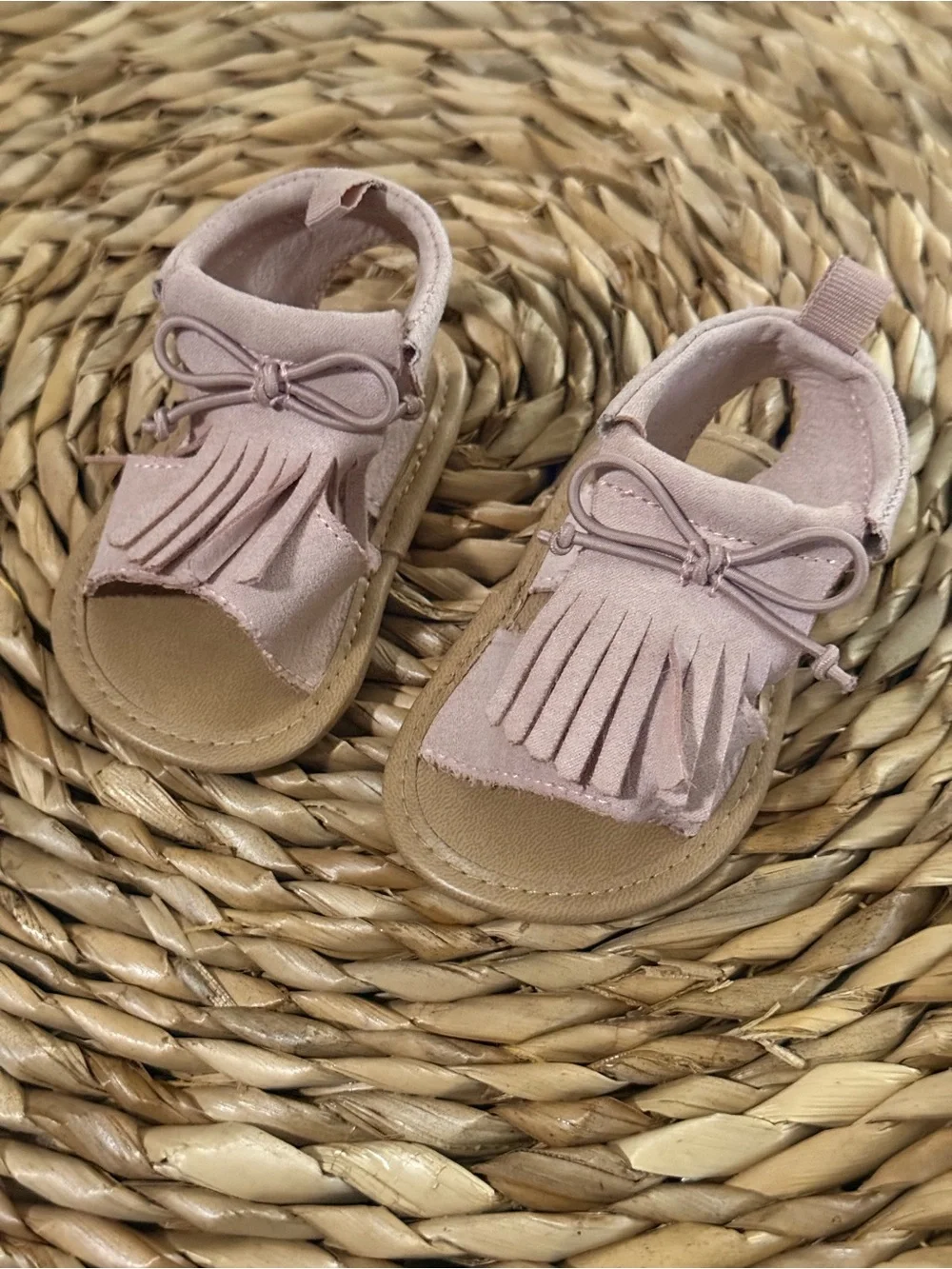 Old Navy Blush Pink Fringe Baby Walker Sandals